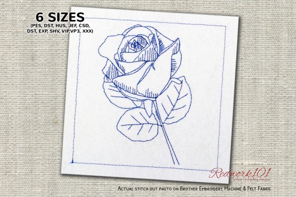 Beautiful Red Rose Redwork