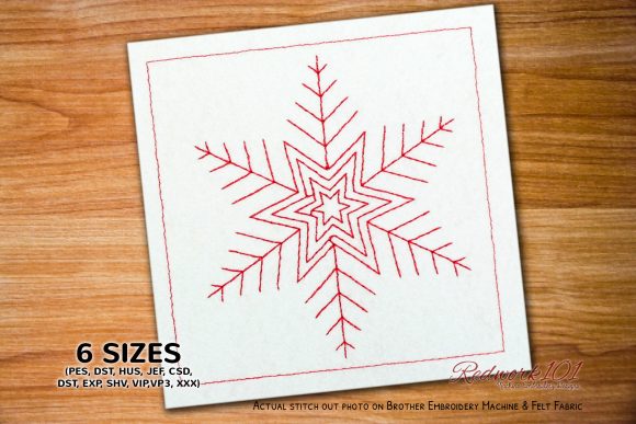 Beautiful Snowflake Redwork
