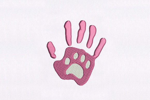 Cat Paw Human Hand Embroidery Design