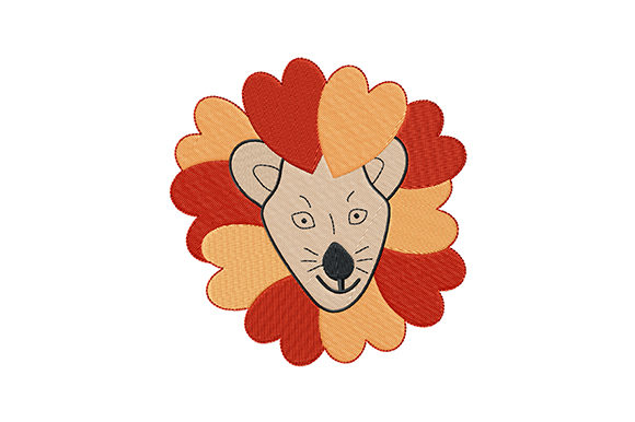Cute Lion with Mane of Hearts