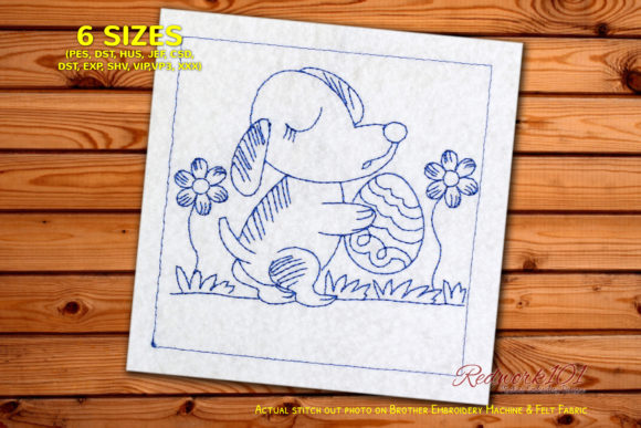 Cute Puppy with Easter Egg Redwork