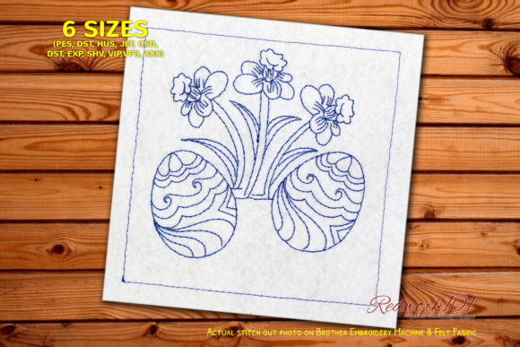 Egg and Flowers Lineart: A Versatile Easter Embroidery Design