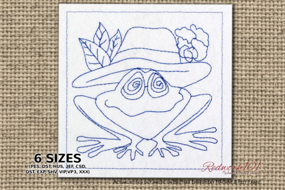 Frog with Hat Bluework: A Playful Holiday Embroidery Pick