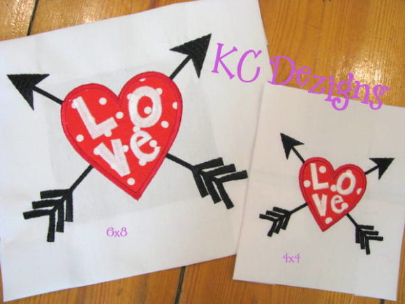 Love Heart with Arrow Valentine Applique