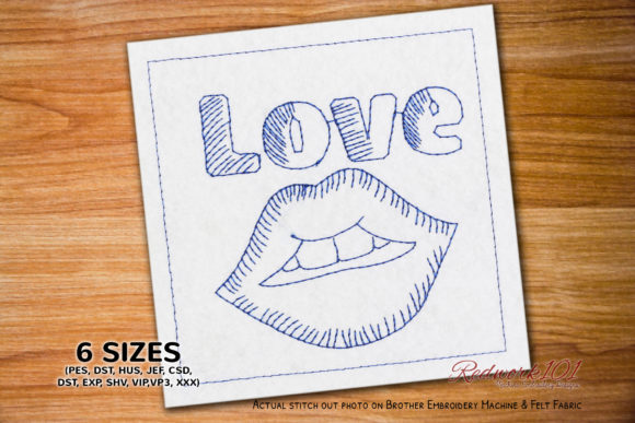 Love Lips Redwork: A Tender Valentine Embroidery Design
