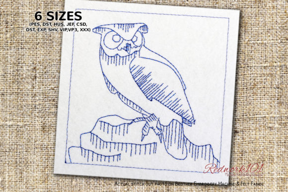Minnesota Great Horned Owl Redwork