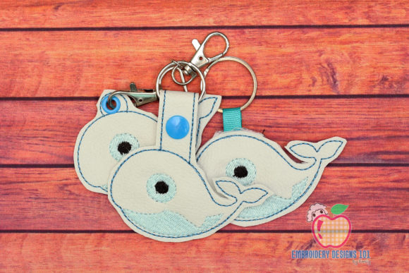 Swimming Blue Whale in the Hoop Keyfob