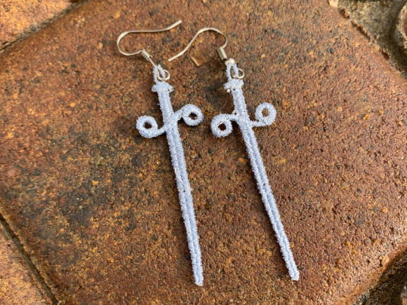 Sword Earrings Embroidery Design